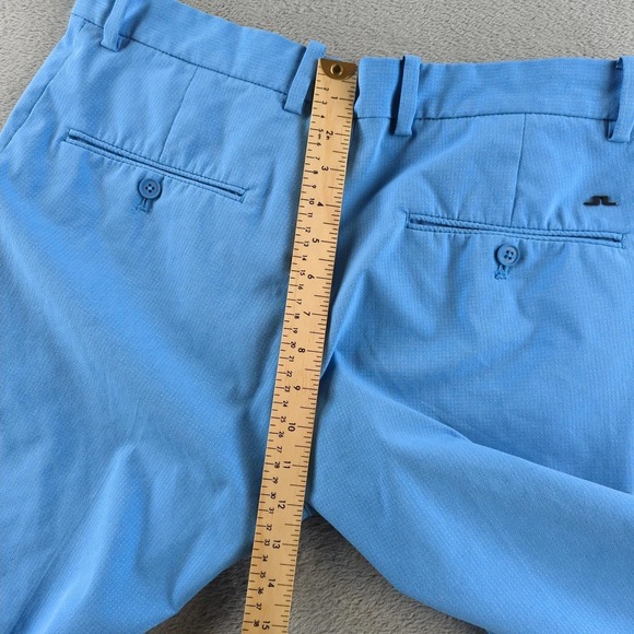 J.Lindeberg Shorts Mens 32 Blue Vent Golf Flat Front Textured JL Bridge Logo - Picture 5 of 9